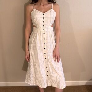 Madewell White Grid Midi Dress